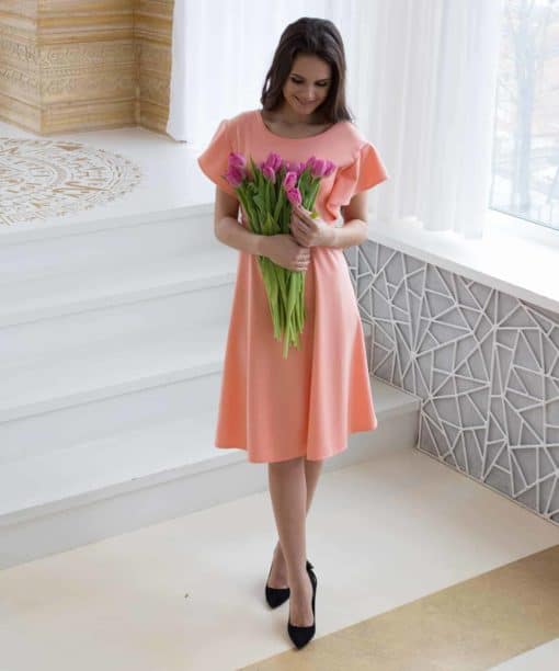 Персиковое платье для будущих и кормящих мам Lovely