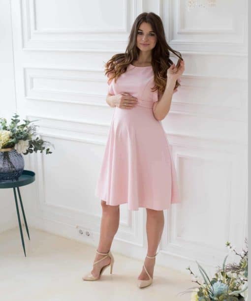Нежно-розовое платье для будущих и кормящих мам Lovely