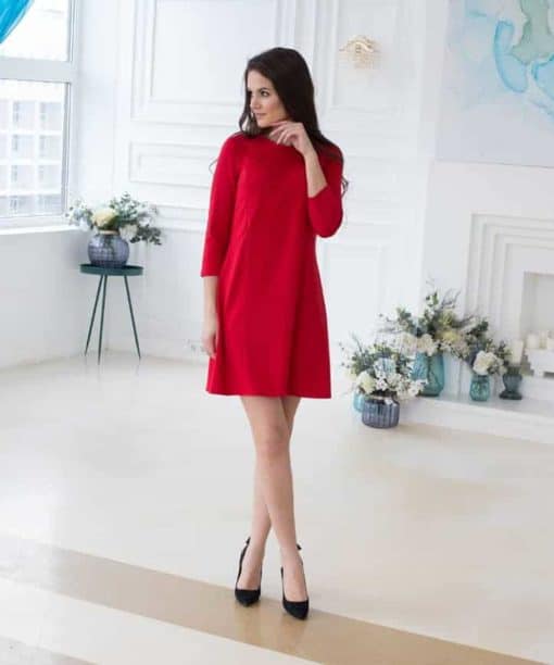 Красное платье для будущих и кормящих мам Liberty