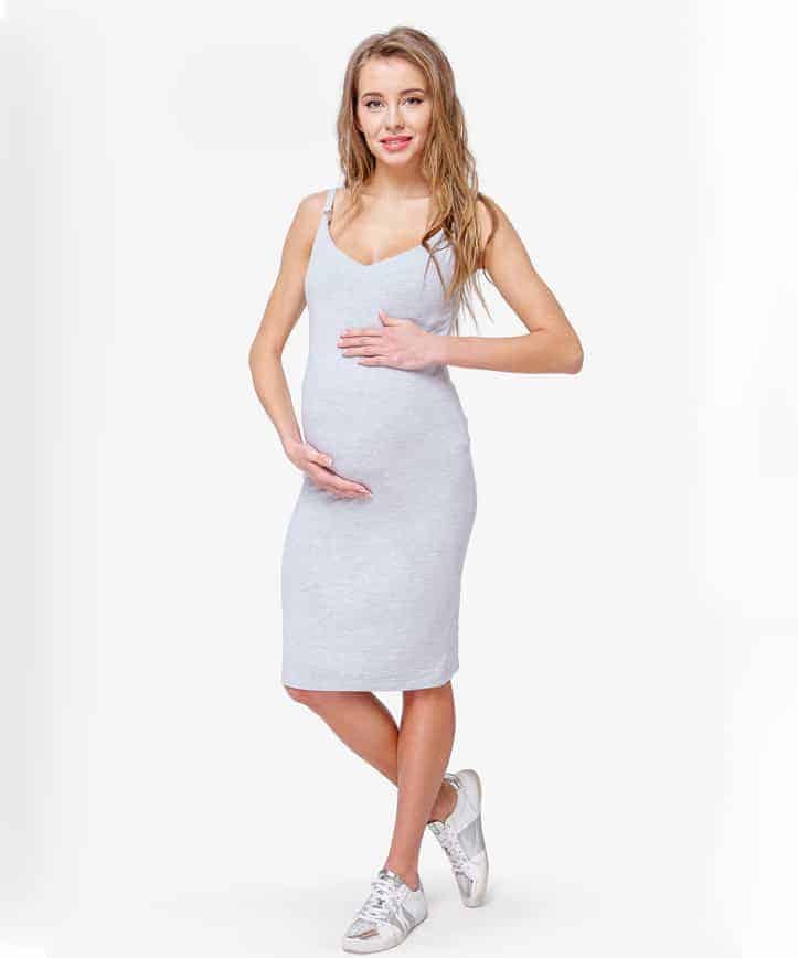 Серое платье-топ для будущих и кормящих мам Bodycon Серое платье-топ для будущих и кормящих мам Bodycon