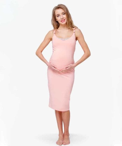 Розовое платье-топ для будущих и кормящих мам Bodycon