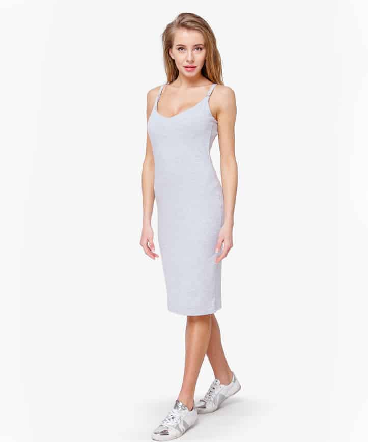 Серое платье-топ для будущих и кормящих мам Bodycon Серое платье-топ для будущих и кормящих мам Bodycon — изображение 4