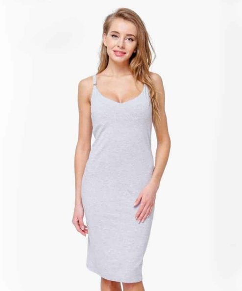 Серое платье-топ для будущих и кормящих мам Bodycon Серое платье-топ для будущих и кормящих мам Bodycon — изображение 8
