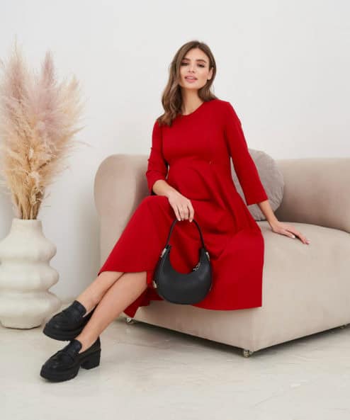 Красное платье для будущих и кормящих мам Jaclyn — изображение 6