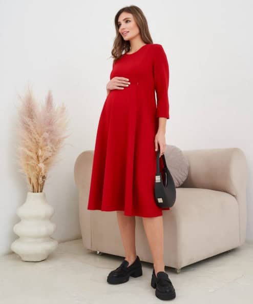 Красное платье для будущих и кормящих мам Jaclyn — изображение 4