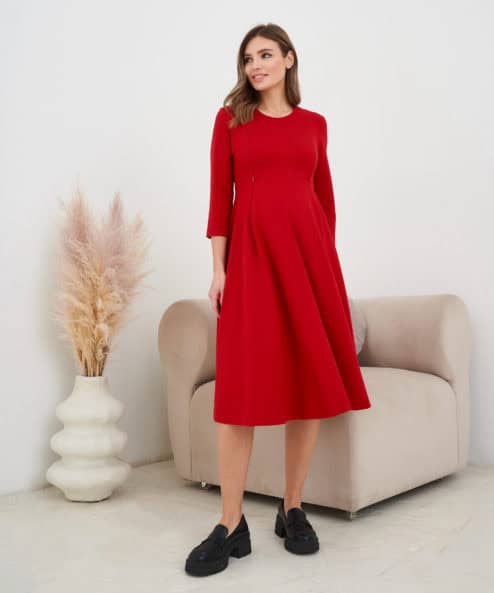 Красное платье для будущих и кормящих мам Jaclyn — изображение 10