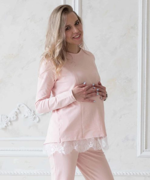 Пудровый свитшот для беременных и кормящих мам Summer Lace