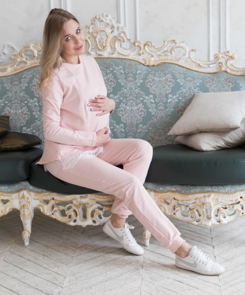 Пудровый свитшот для беременных и кормящих мам Summer Lace — изображение 2