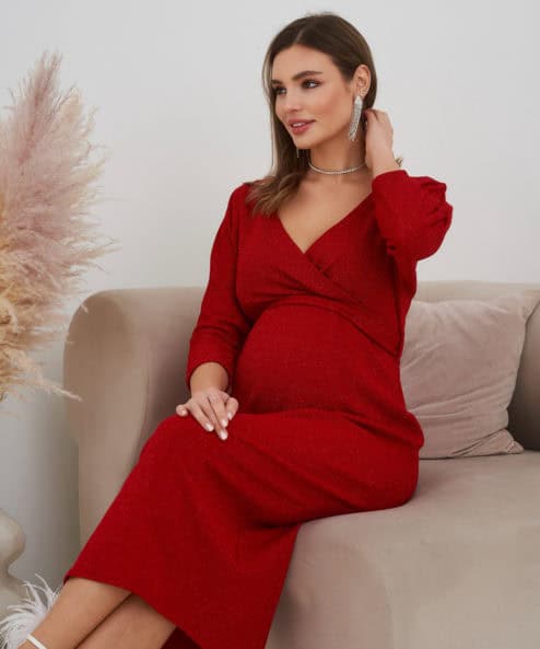 Красное платье с блестками для будущих и кормящих мам Miranda Красное платье с блестками для будущих и кормящих мам Miranda — изображение 6