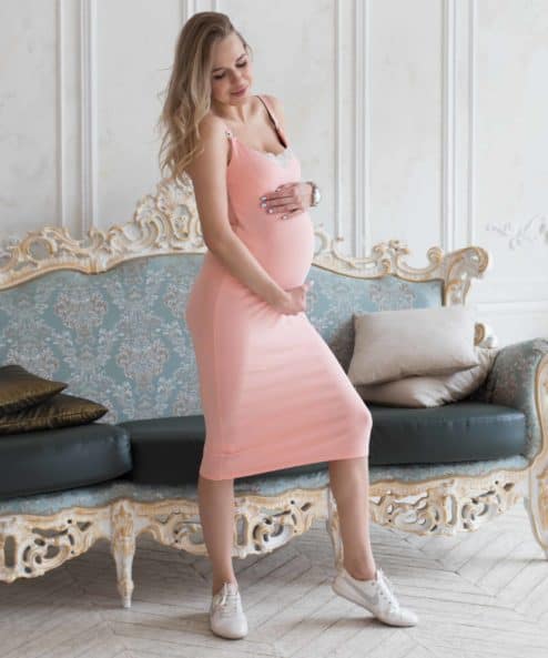 Розовое платье-топ для будущих и кормящих мам Bodycon — изображение 4