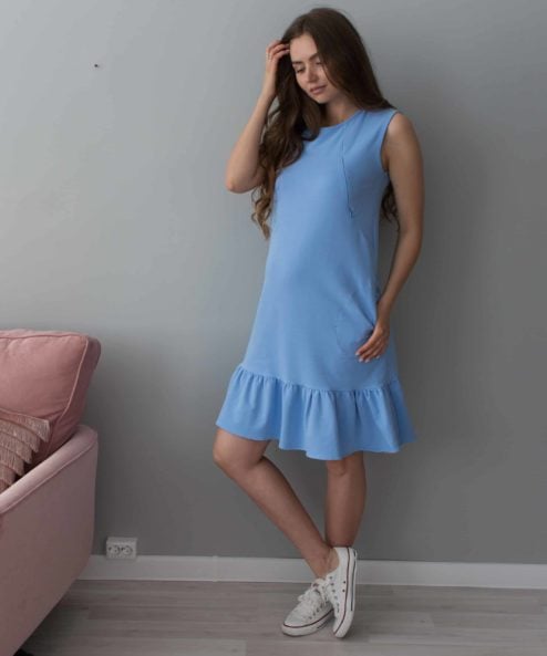 Голубое платье для будущих и кормящих мам Summer Ketty