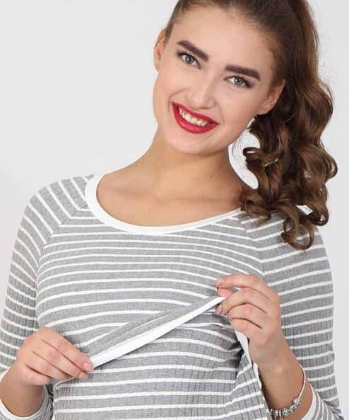 Серое платье для будущих и кормящим мам Loly — изображение 6