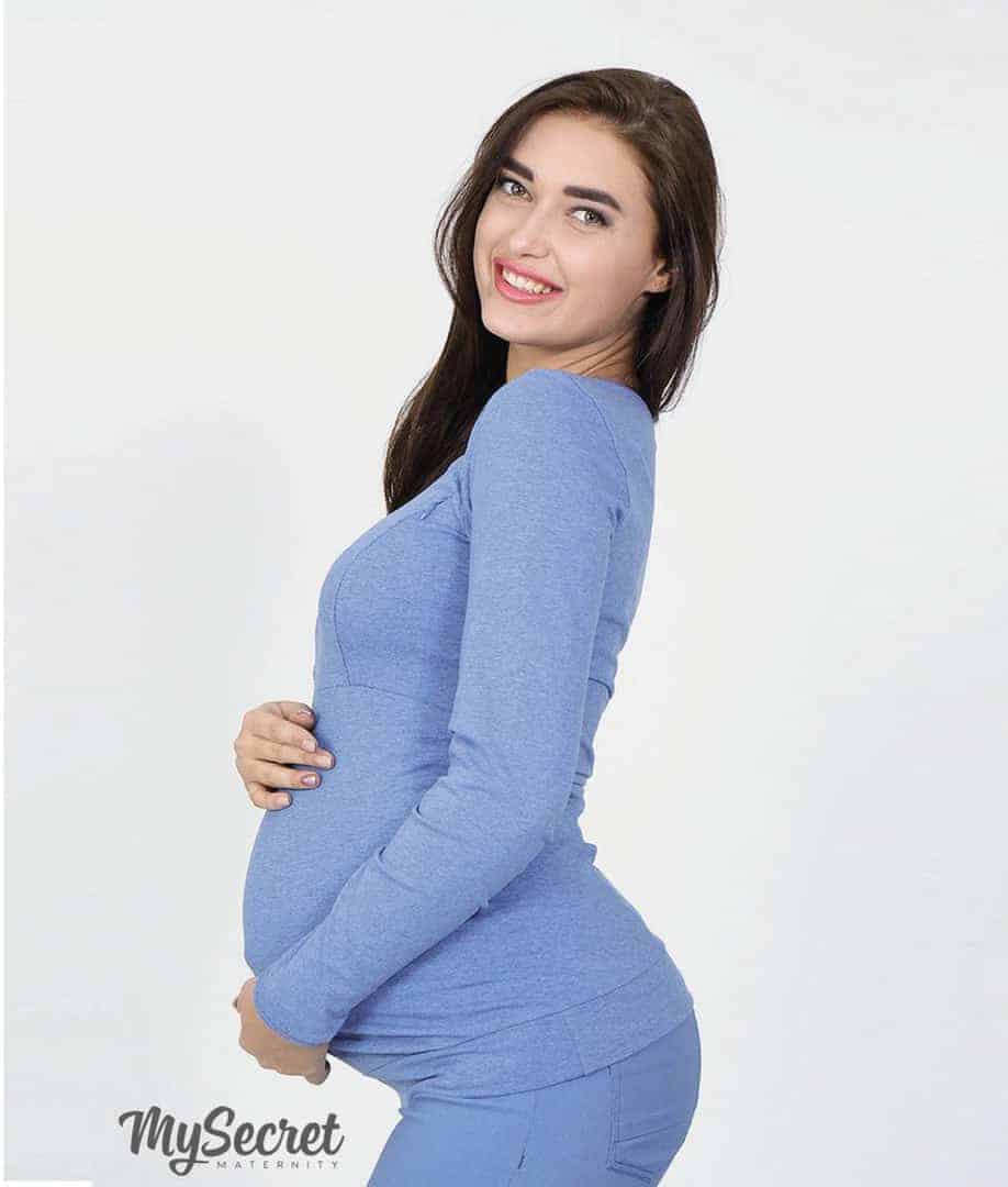 Голубой лонгслив для будущих и кормящих мам Caroline Голубой лонгслив для будущих и кормящих мам Caroline — изображение 4
