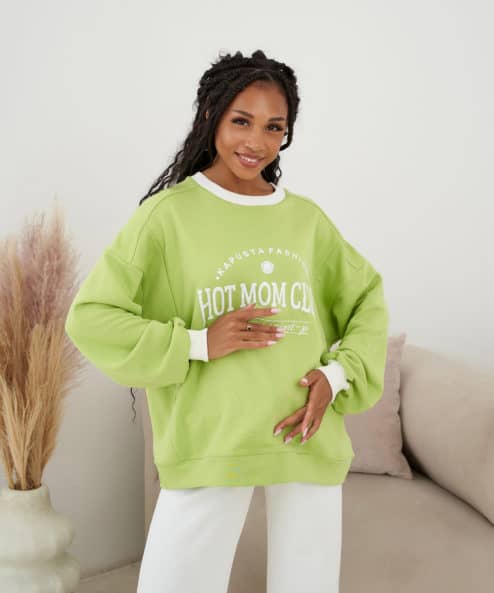 Лаймовый свитшот для будущих и кормящих мам Hot Mom Light