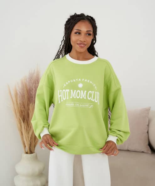 Лаймовый свитшот для будущих и кормящих мам Hot Mom Light — изображение 4