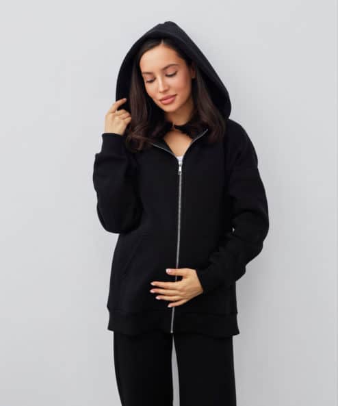 Черное теплое худи для будущих мам Lima Warm