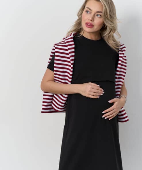 Черное платье-футболка для будущих и кормящих мам Casual — изображение 3