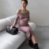 Бежевый теплый джемпер для будущих и кормящих мам Trendy Зима 35