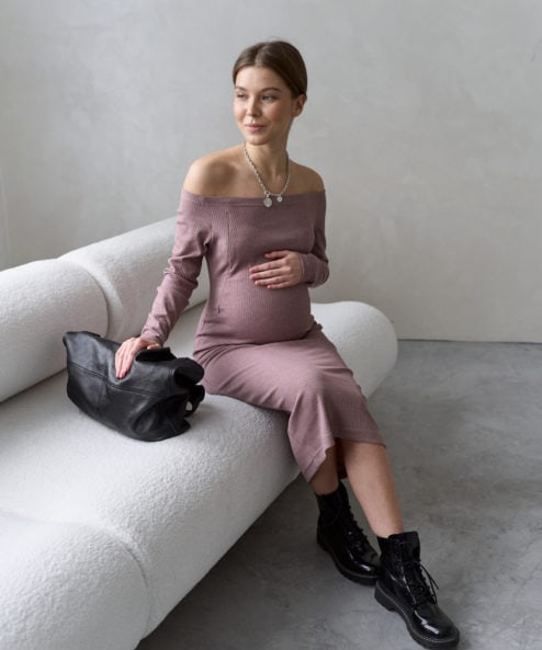 Кофейное платье для будущих и кормящих мам Everett NEW