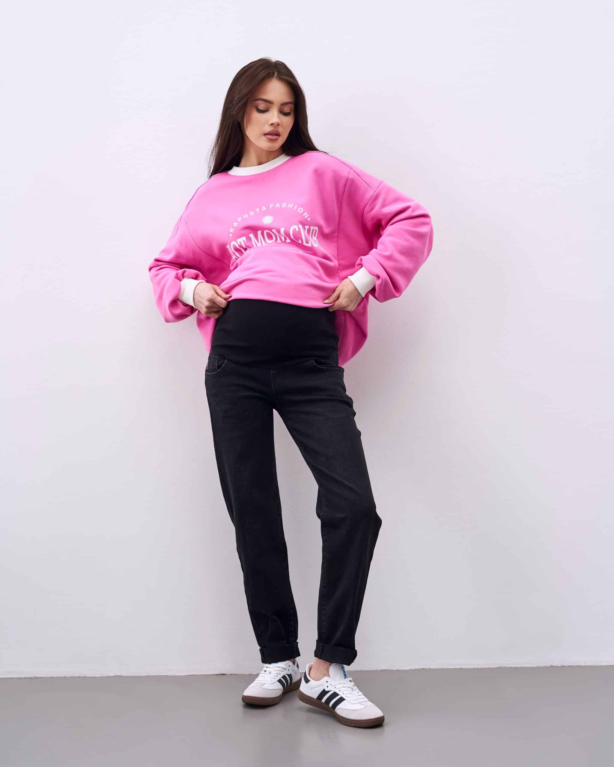 Черные джинсы moms для будущих мам Pink Heart Черные джинсы moms для будущих мам Pink Heart