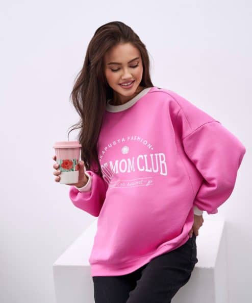 Розовый свитшот для будущих и кормящих мам Hot Mom Light