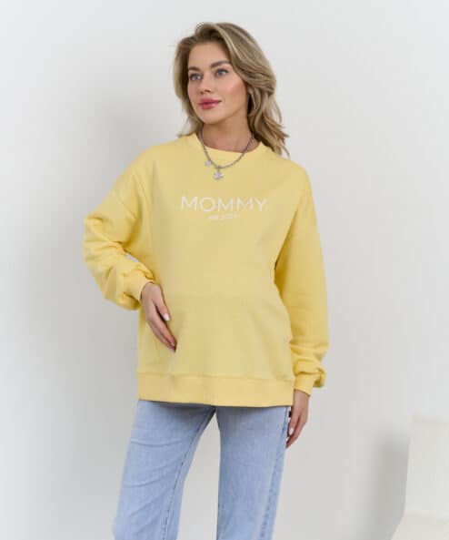 Желтый свитшот для мам Mommy est 2024