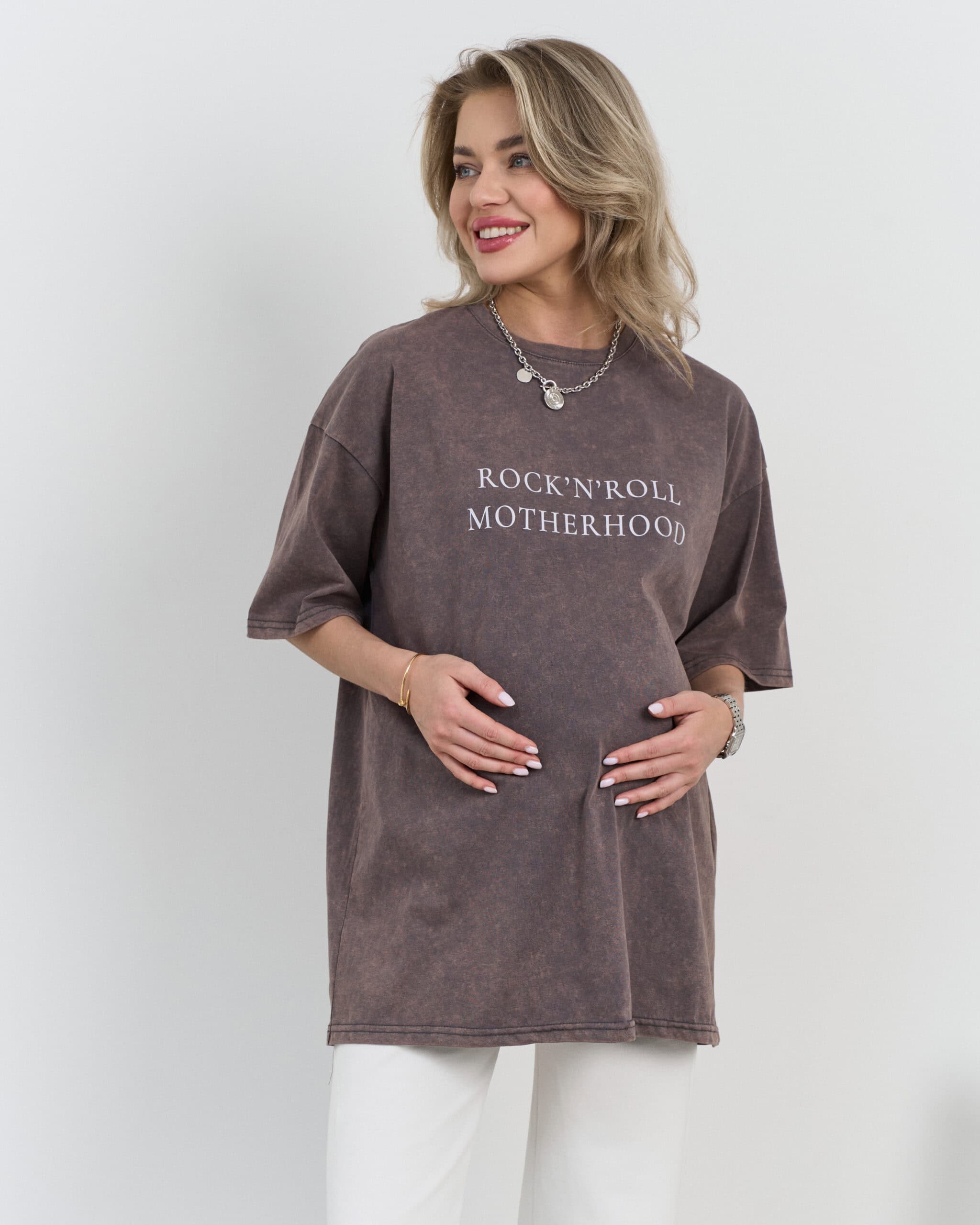 Кофейная футболка из вареного хлопка Rock-n-roll Motherhood Кофейная футболка из вареного хлопка Rock-n-roll Motherhood