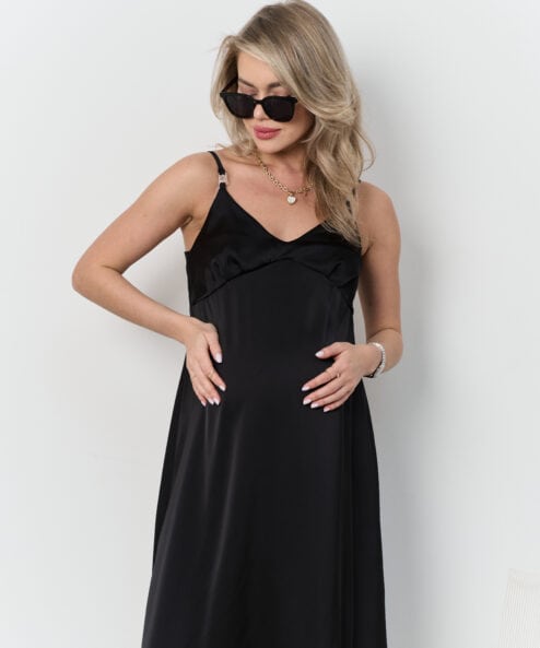 Черное платье для будущих и кормящих мам Karmen NEW — изображение 4