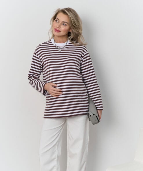 Коричневая тельняшка для будущих и кормящих мам Marina New — изображение 4