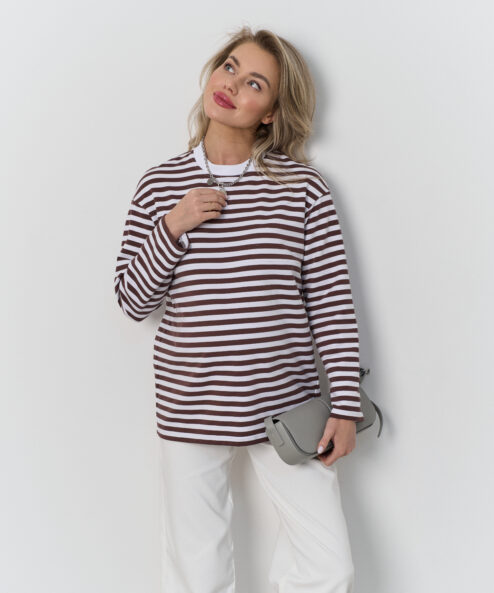 Коричневая тельняшка для будущих и кормящих мам Marina New — изображение 8