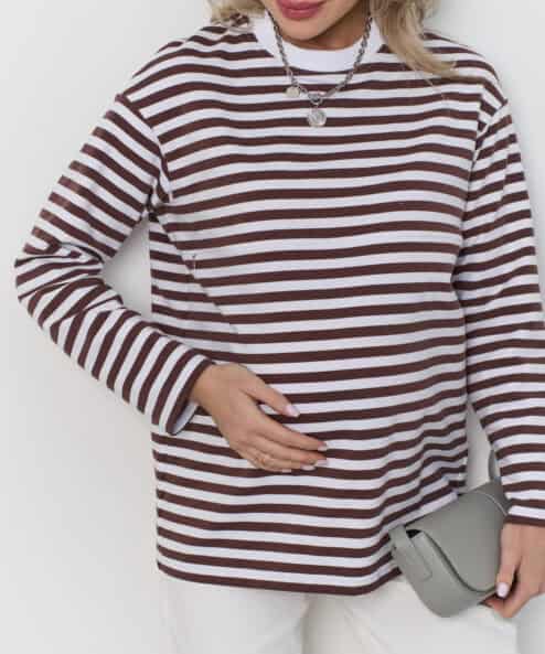Коричневая тельняшка для будущих и кормящих мам Marina New — изображение 7