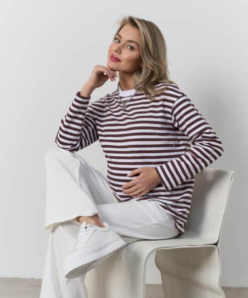 Коричневая тельняшка для будущих и кормящих мам Marina New — изображение 5