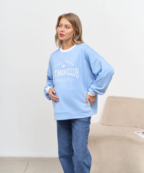 Голубой свитшот для будущих и кормящих мам Hot Mom Light Голубой свитшот для будущих и кормящих мам Hot Mom Light — изображение 6