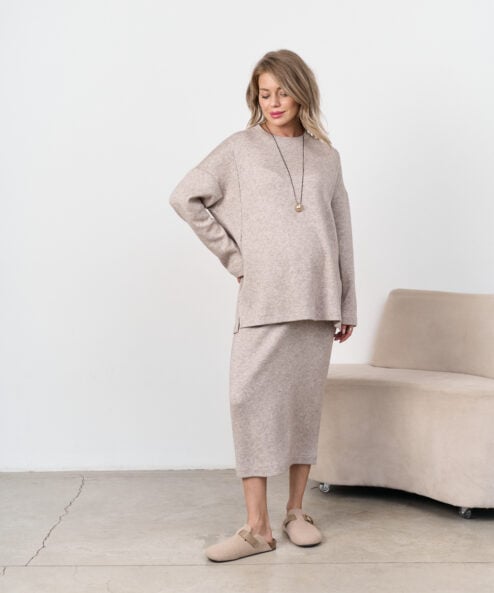 Бежевая теплая юбка для будущих и кормящих мам Trendy — изображение 10