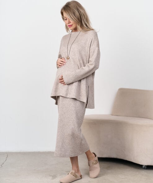 Бежевая теплая юбка для будущих и кормящих мам Trendy — изображение 8