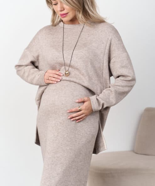 Бежевая теплая юбка для будущих и кормящих мам Trendy — изображение 3