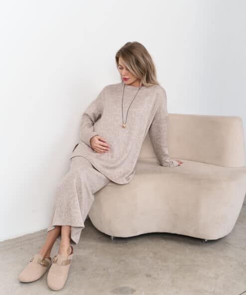 Бежевая теплая юбка для будущих и кормящих мам Trendy — изображение 9