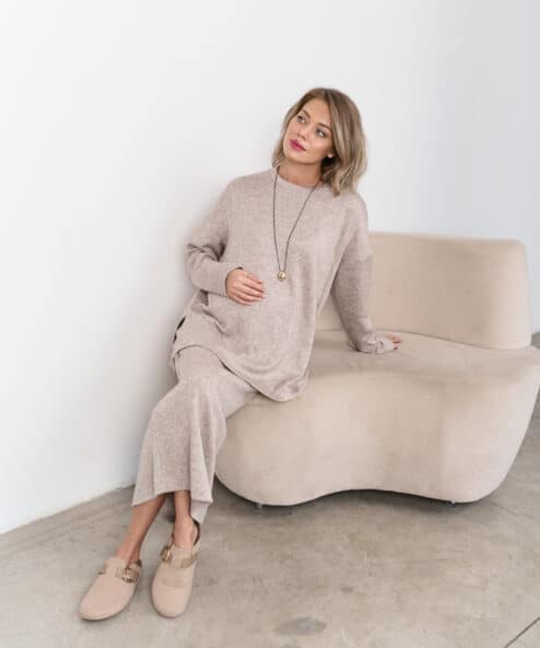 Бежевая теплая юбка для будущих и кормящих мам Trendy — изображение 4