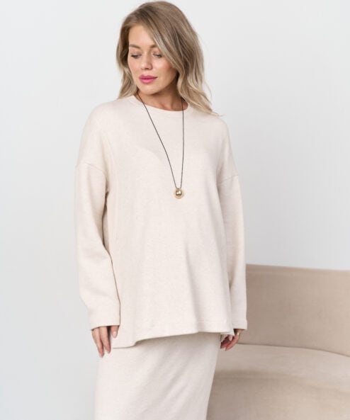 Молочный теплый джемпер для будущих и кормящих мам Trendy