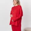 Красный теплый джемпер для будущих и кормящих мам Trendy