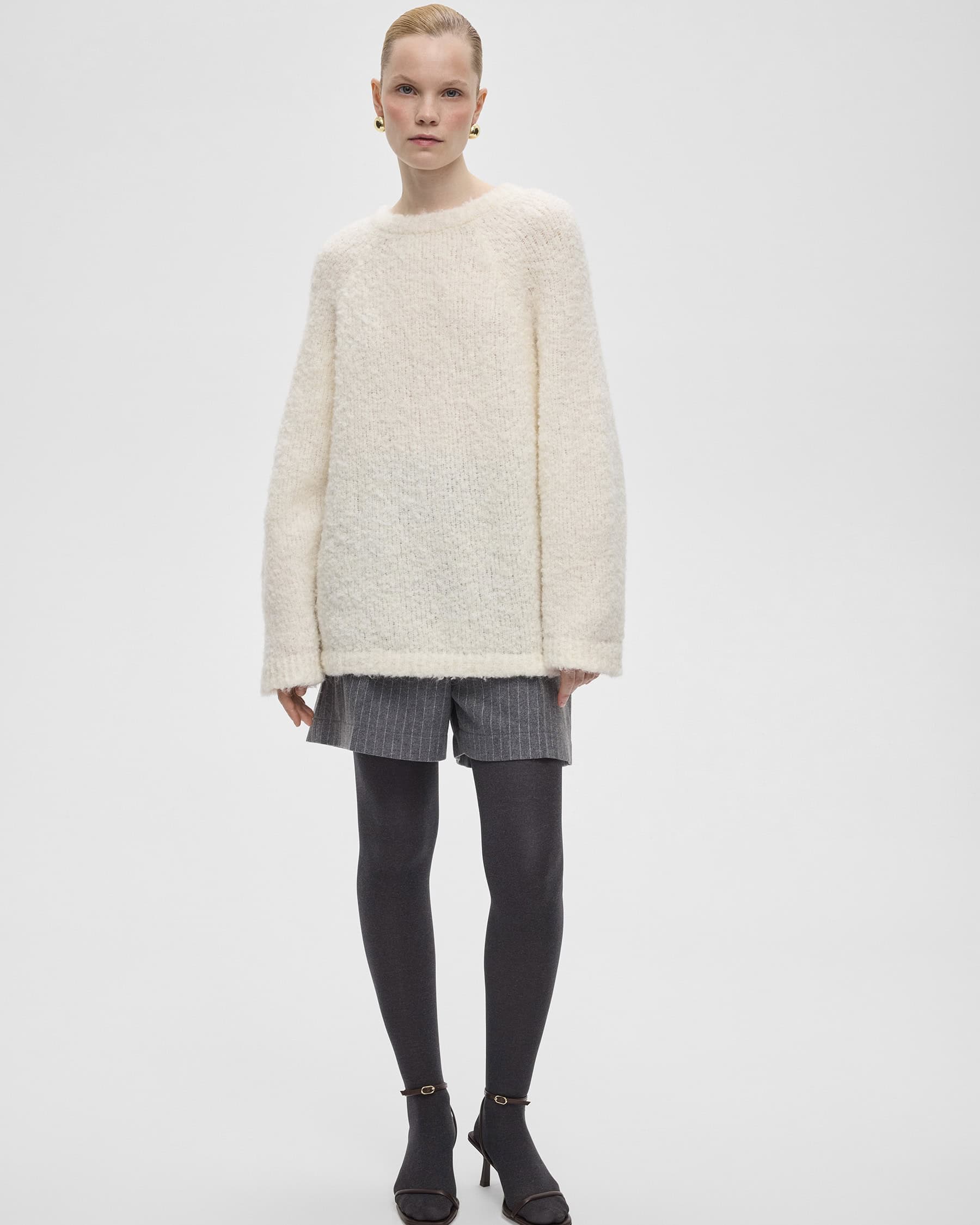 Молочный удлиненный джемпер из шерсти альпаки Wooly Молочный удлиненный джемпер из шерсти альпаки Wooly — изображение 3