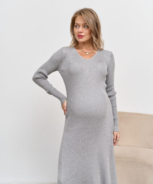 Серое платье из трикотажа в рубчик Riana Серое платье из трикотажа в рубчик Riana — изображение 9