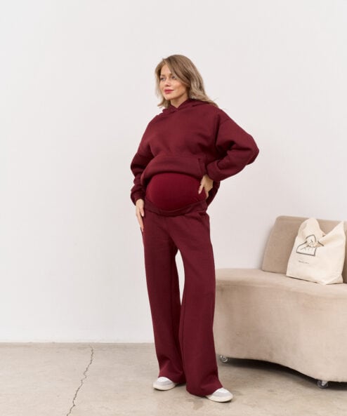 Темно-бордовые теплые брюки для будущих мам Flex Warm — изображение 9