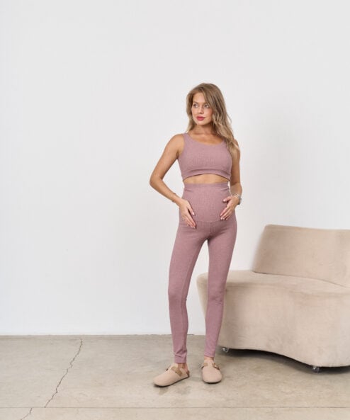 Кофейные леггинсы в рубчик для беременных Kardy New Кофейные леггинсы в рубчик для беременных Kardy New — изображение 3