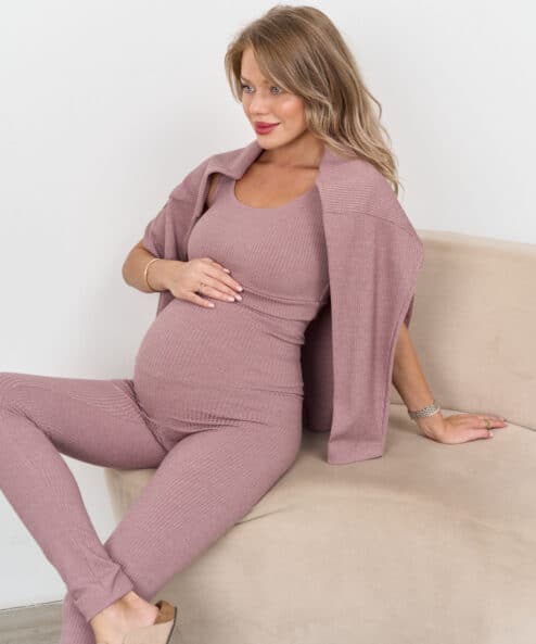 Кофейные леггинсы в рубчик для беременных Kardy New Кофейные леггинсы в рубчик для беременных Kardy New — изображение 5