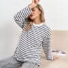 Кофейная тельняшка для будущих и кормящих мам Marina New Весна 34