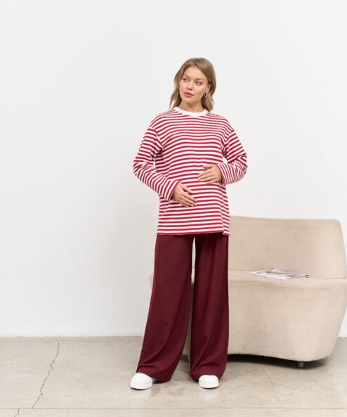 Брусничная тельняшка для будущих и кормящих мам Marina New — изображение 4