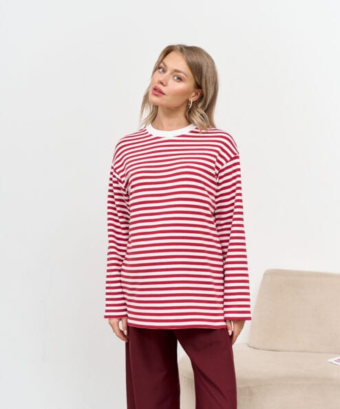 Брусничная тельняшка для будущих и кормящих мам Marina New — изображение 5