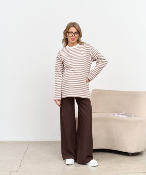 Кофейная тельняшка для будущих и кормящих мам Marina New — изображение 4