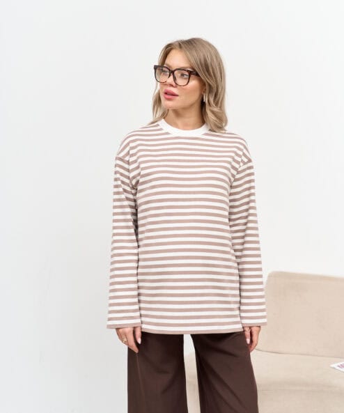 Кофейная тельняшка для будущих и кормящих мам Marina New — изображение 5